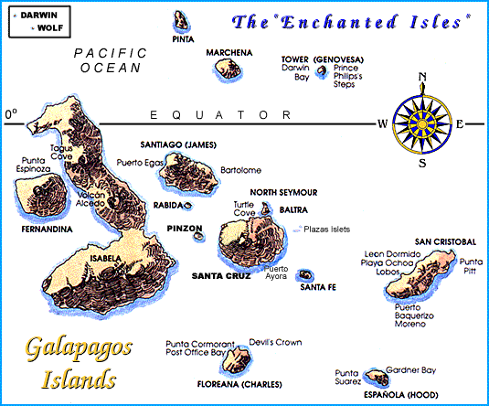 Map of Galapagos Archipelago